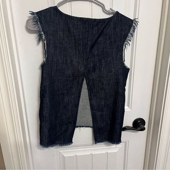 Allsaints Blue Denim Open Back Top - Picture 5 of 7